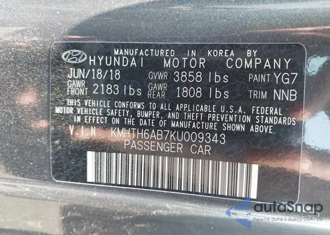 2019 Hyundai Veloster Turbo/Turbo R-Spec/Turbo Ultimate из США, поврежденный, VIN KMHTH6AB7KU009343